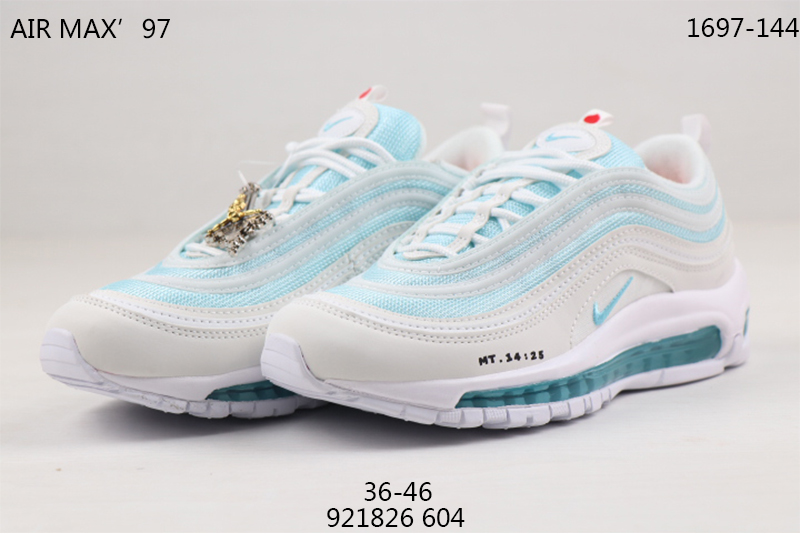 2020 Women Nike Air Max 97 White Baby Blue Shoes - Click Image to Close